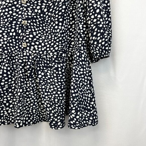 Mittoshop Womens Navy/White Print 3/4 Sleeve Button Front Top Size Medium - Picture 8 of 10